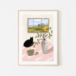 A Cat And Olives 90cm x 135cm Framed Poster - Natural Frame Wall Art Gioia-Local   