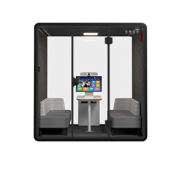 Silent Meeting Pod Large Black (4 person) by Humble Office Silent Booth Sndbox-Core   