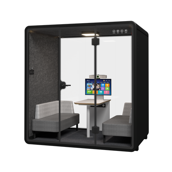 Silent Meeting Pod Large Black (4 person) by Humble Office Silent Booth Sndbox-Core   