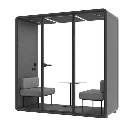 Evolve 2 Seater Slim Large Meeting Pod - Black by Humble Office Silent Booth Hbox-Core   