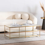 Ex Display - Milagros 1.2m Glass Coffee Table - Gold Base Coffee Table K Steel-Core   
