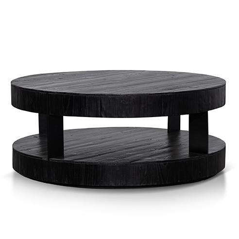 Ex Display - Arisha 100cm Round Coffee Table - Full Black Coffee Table Nicki-Core   