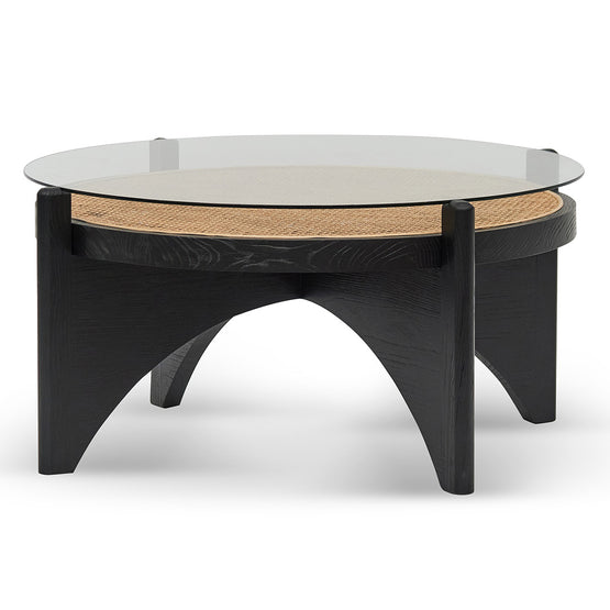 McDaniel 96cm Round Glass Coffee Table - Black Coffee Table Nicki-Core   