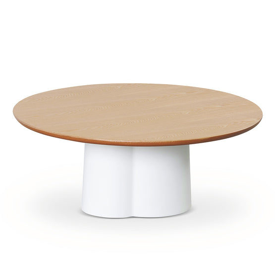 Polly 80cm Round Natural Coffee Table - White Coffee Tables Swady-Core   