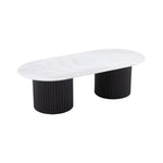 Macleod 1.3m Travertine Top Oval Coffee Table - Black Base Coffee Table Dwood-Core   