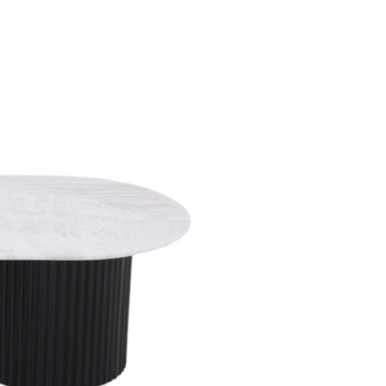 Macleod 1.3m Travertine Top Oval Coffee Table - Black Base Coffee Table Dwood-Core   