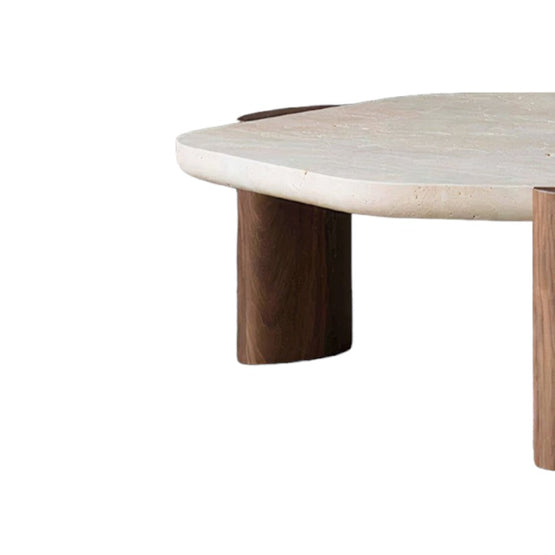 Larisa 100cm Travertine Coffee Table - Walnut Coffee Table NY-Core   