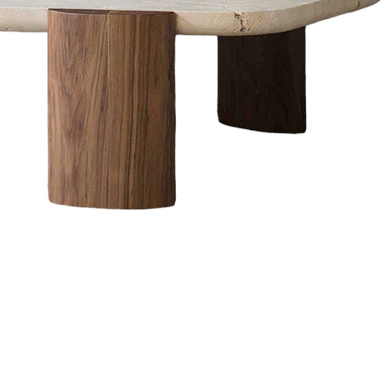 Larisa 100cm Travertine Coffee Table - Walnut Coffee Table NY-Core   
