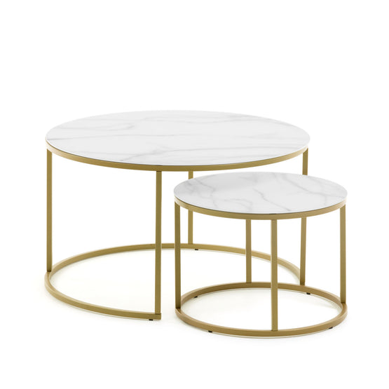 Eloron Nested Glass Coffee Table - White Side Table The Form-Local   
