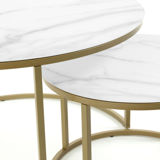 Eloron Nested Glass Coffee Table - White Side Table The Form-Local   