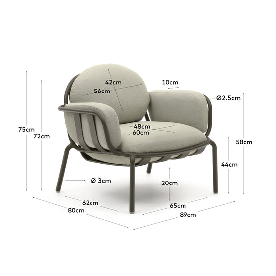 Cena Fabric Outdoor Armchair - Beige & Green Outdoor Chair The Form-Local   