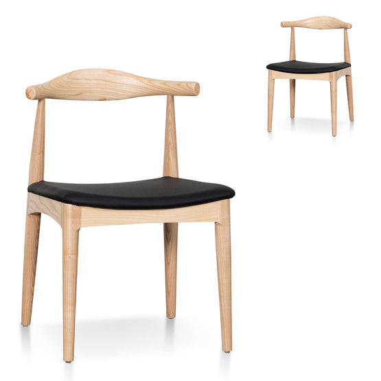 Set of 2 - Henrik Dining Chair - Natural Ash with Black Seat Dining Chair Swady-Core   