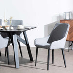 Ex Display - Set of 2 - Acosta Fabric Dining Chair - Pebble Grey in Black Legs Dining Chair St Chairs-Core   
