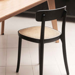 Ex Display - Orval Rattan Dining Chair - Black with Natural Seat Dining Chair Swady-Core   