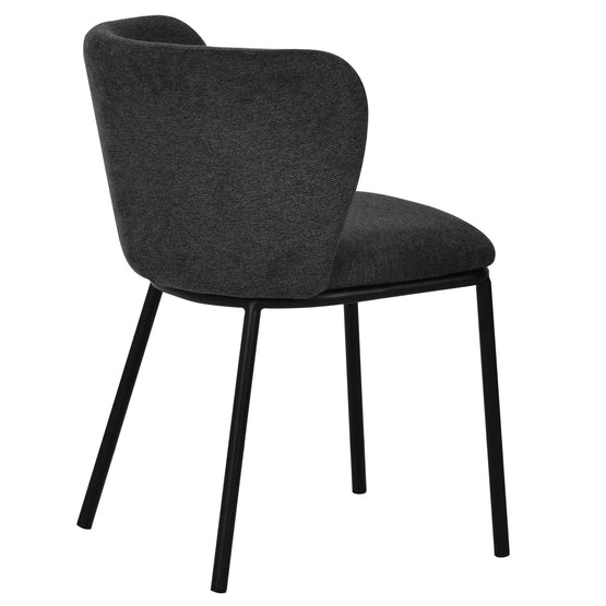 Set of 2 - Flossie Fabric Dining Chair - Charcoal Grey