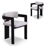 Set of 2 - Merari Black Dining Chair - Stone Beige Dining Chair Marri-Core   