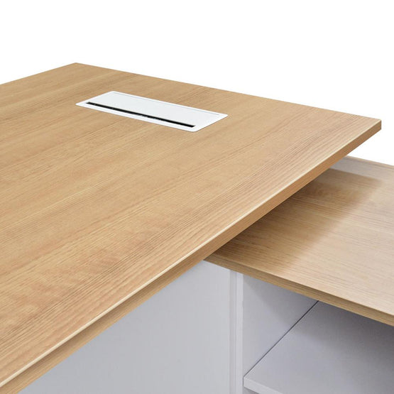 Ex Display - Halo 180cm Executive Office Desk With Right Return - Natural Office Desk Sun Desk-Core   