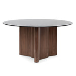 Benton 1.5m Round Grey Glass Dining Table - Walnut Dining Table Better B-Core   