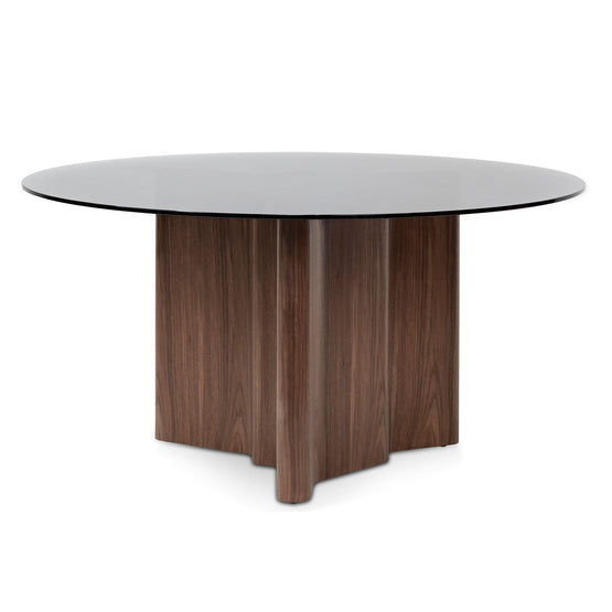 Benton 1.5m Round Grey Glass Dining Table - Walnut Dining Table Better B-Core   