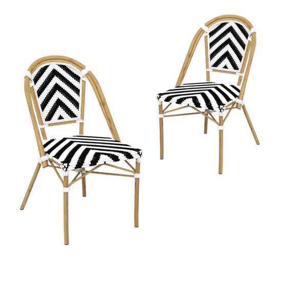 Set of 2 - Dalmatian Indoor / Outdoor Dining Chair - Black & White Chevron Dining Chair Furnlink-Local   