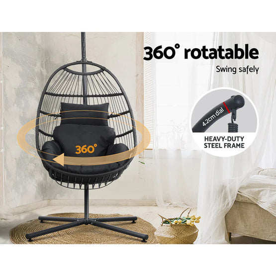 Dreobe Outdoor Wicker Egg Chair - Grey Egg chair Aim WS-Local   