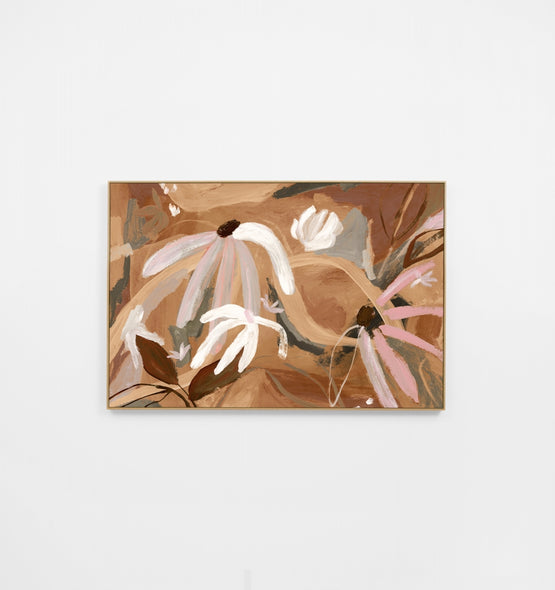 Ex Display - Floral Expression Nutmeg Framed Canvas Wall Art Print Wall Art Warran-Local   