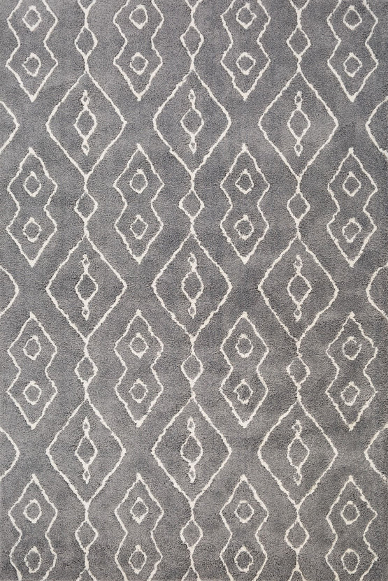 Hiero Bohemian Patterned Rug - Grey and Ivory 200 cm x 290 cm Designer Rug Mos-Local   