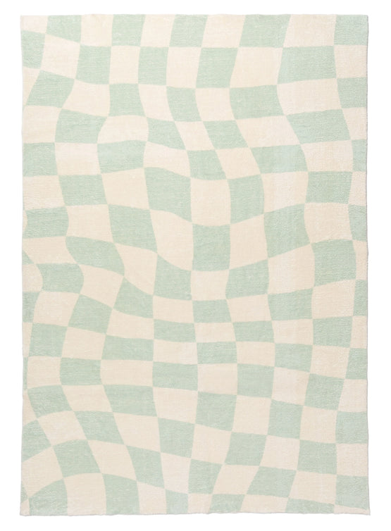 Ilenna 230cm x 160cm Abstract Checkered Washable Rug - Green & Ivory Rugs MissAmara-Local   