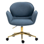 Kami Fabric Office Chair with Gold Legs - Blue Grey Office Chair Charm-Local   