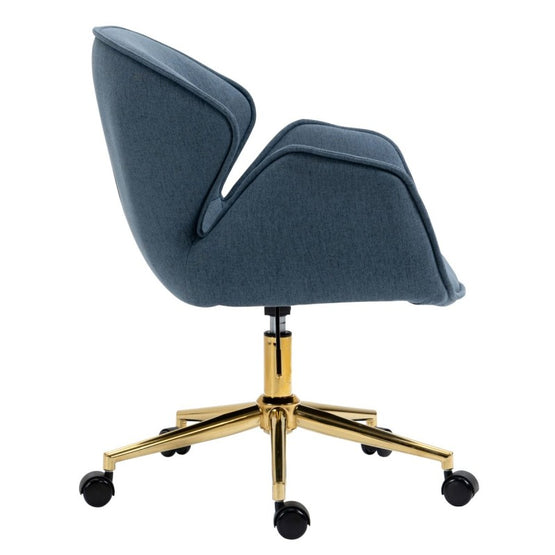 Kami Fabric Office Chair with Gold Legs - Blue Grey Office Chair Charm-Local   