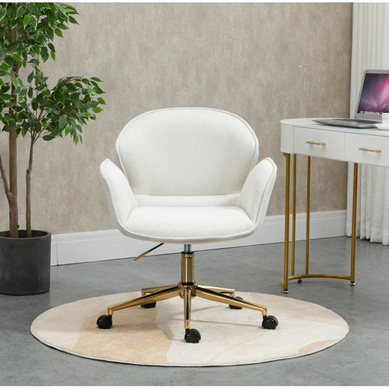 Kami Fabric Office Chair with Gold Legs - Light Beige Office Chair Charm-Local   