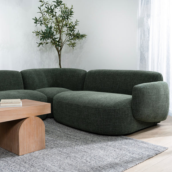 Gosling Right Chaise Modular Sofa - Moss Green