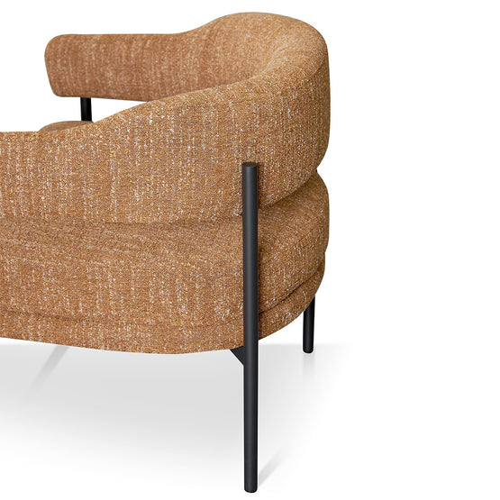 Walton Ginger Brown Fabric Armchair - Black Legs Armchair K Sofa-Core   