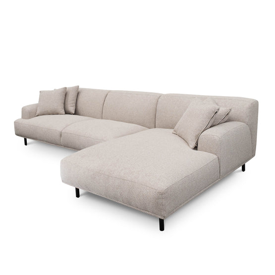 Jasleen 3 Seater Right Chaise Fabric Sofa - Sterling Sand Chaise Lounge Casa-Core   