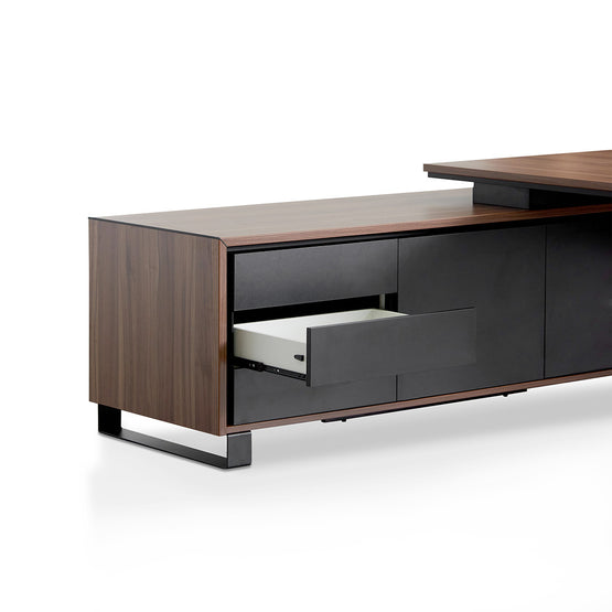 Janell 2.3m Left Return Office Desk - Walnut Office Desk Sun Desk-Core   