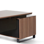 Janell 2.3m Left Return Office Desk - Walnut Office Desk Sun Desk-Core   