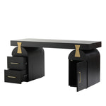 Junon 1.55m New Elm Home Office Desk - Full Black Office Desk Nicki-Core   