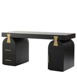 Junon 1.55m New Elm Home Office Desk - Full Black Office Desk Nicki-Core   