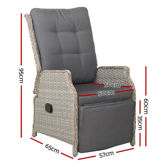Dreobe Sun Lounge Setting Recliner Chair - Grey Sunlounger Aim WS-Local   