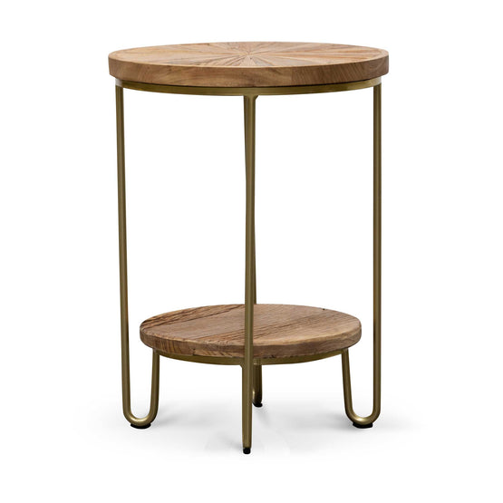 Ex Display - Jodie Elm Wood Side table - Natural Bedside Table IGGY-Core   