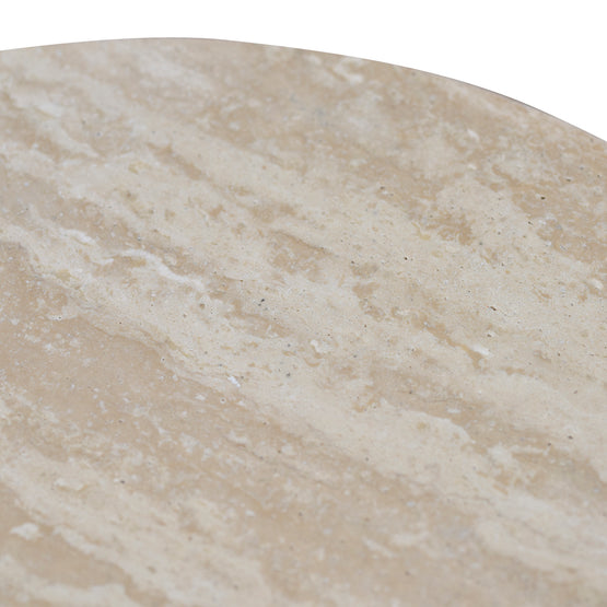 Agosti Travertine Marble Round Side Table - Natural