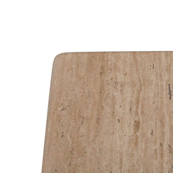 Costin 42cm Travertine Top Side Table - Natural Side Table Rebhi-Core   