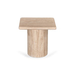 Costin 42cm Travertine Top Side Table - Natural Side Table Rebhi-Core   