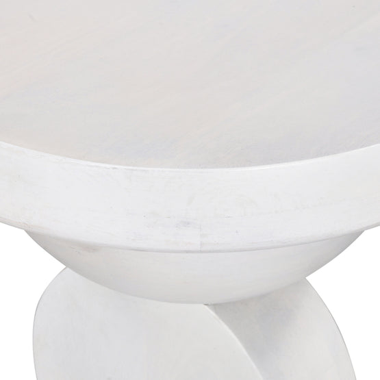 Dima 38cm Round Side Table - Cafe White Side Table Rebhi-Core   
