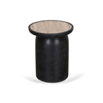 Urbina 40cm Travertine Top Side Table - Black Side Table Rebhi-Core   