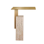 Hilaria 40 cm Brushed Gold Side Table - Natural Side Table NY-Core   