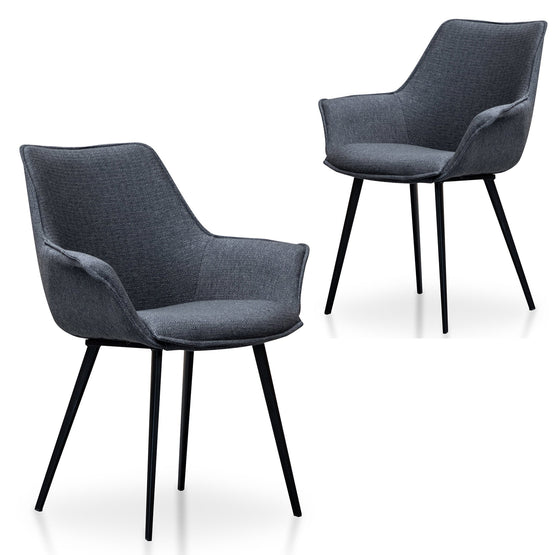 Ex Display - Set of 2 - Nola Fabric Dining Chair - Charcoal Grey Dining Chair Sendo-Core   