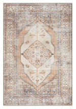Yvana 290cm x 200cm Traditional Distressed Washable Rug - Brown and Beige Rug MissAmara-Local   