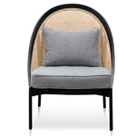 Ex Display - Elba Rattan Back Lounge Chair - Grey Seat and Black Frame Lounge Chair Swady-Core   