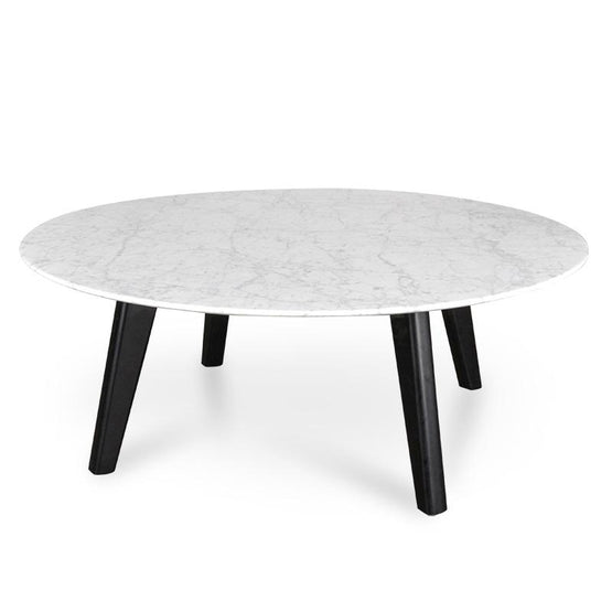 Ex Display - Hunter 100cm Round Marble Coffee Table with Black Legs Coffee Table Swady-Core   